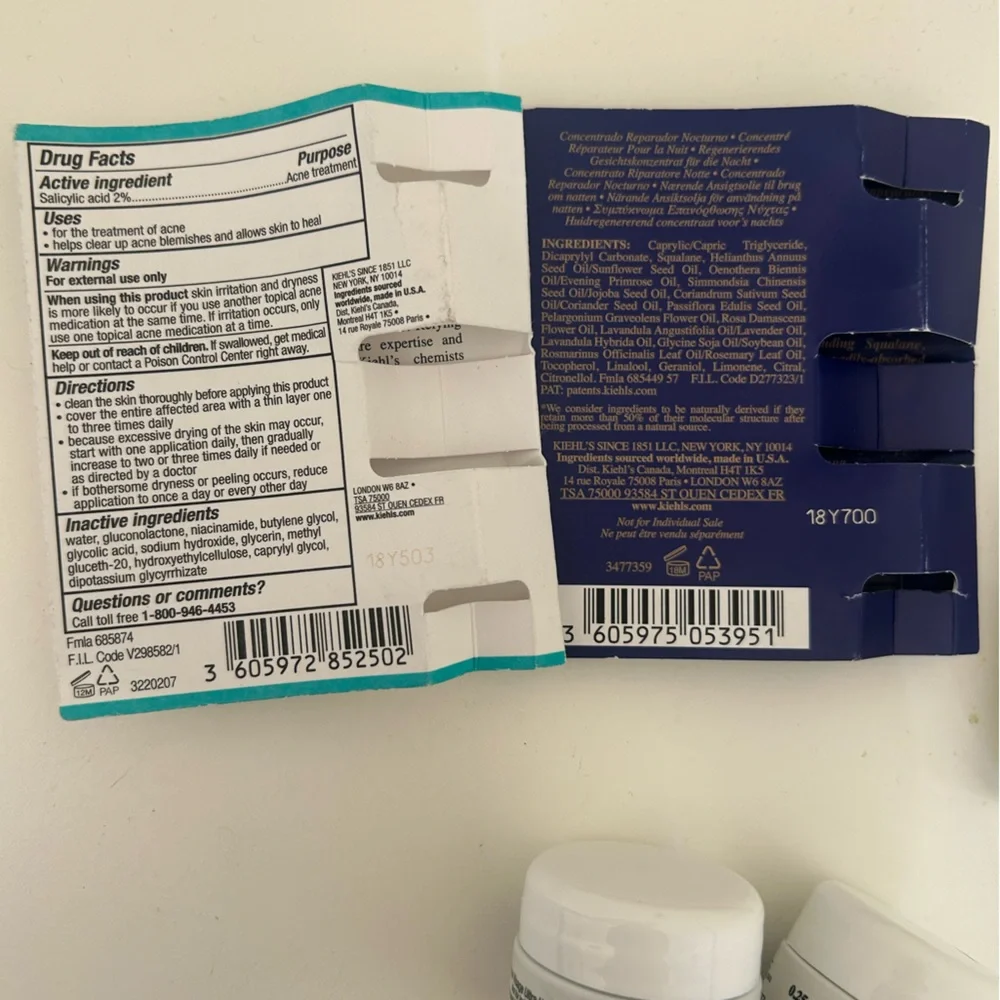 Kiehl's 6 Piece Skincare Collection Acne Cleanser Recovery Ultra Facial Cream